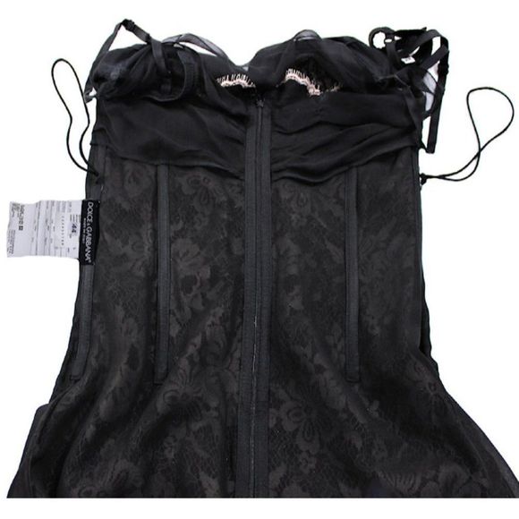 DOLCE & GABBANA Crystal Lace After Five Designer Dress 44 - Picture 9 of 13